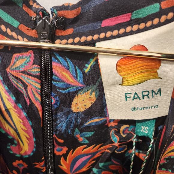 Farm Rio satin Black mini pineapple Jumpsuit size XS - Picture 5 of 6